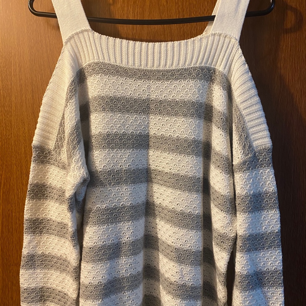 Gray and white striped sweater